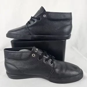 Lacoste Asparta Men’s Sneakers High Tops Sz 9 Black Leather Shoes Chukka Logo Lacoste Asparta 319 1 P Cma Mens Black Leather Lifestyle  main image 3
